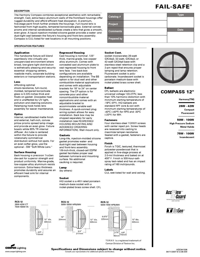 Cooper Lighting Fail-Safe Compass 12 User manual Cooper Lighting Fail-Safe Compass 12 User manual
