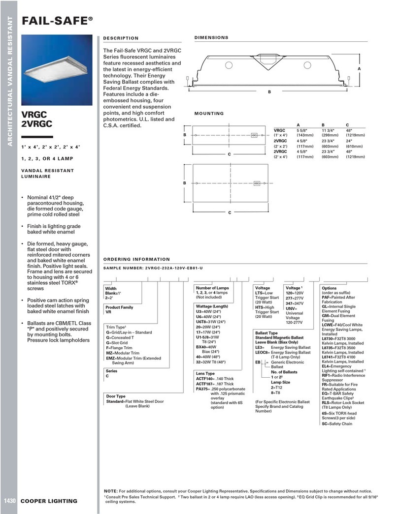 Cooper Lighting FAIL-SAFE 2VRGC Series Specifications