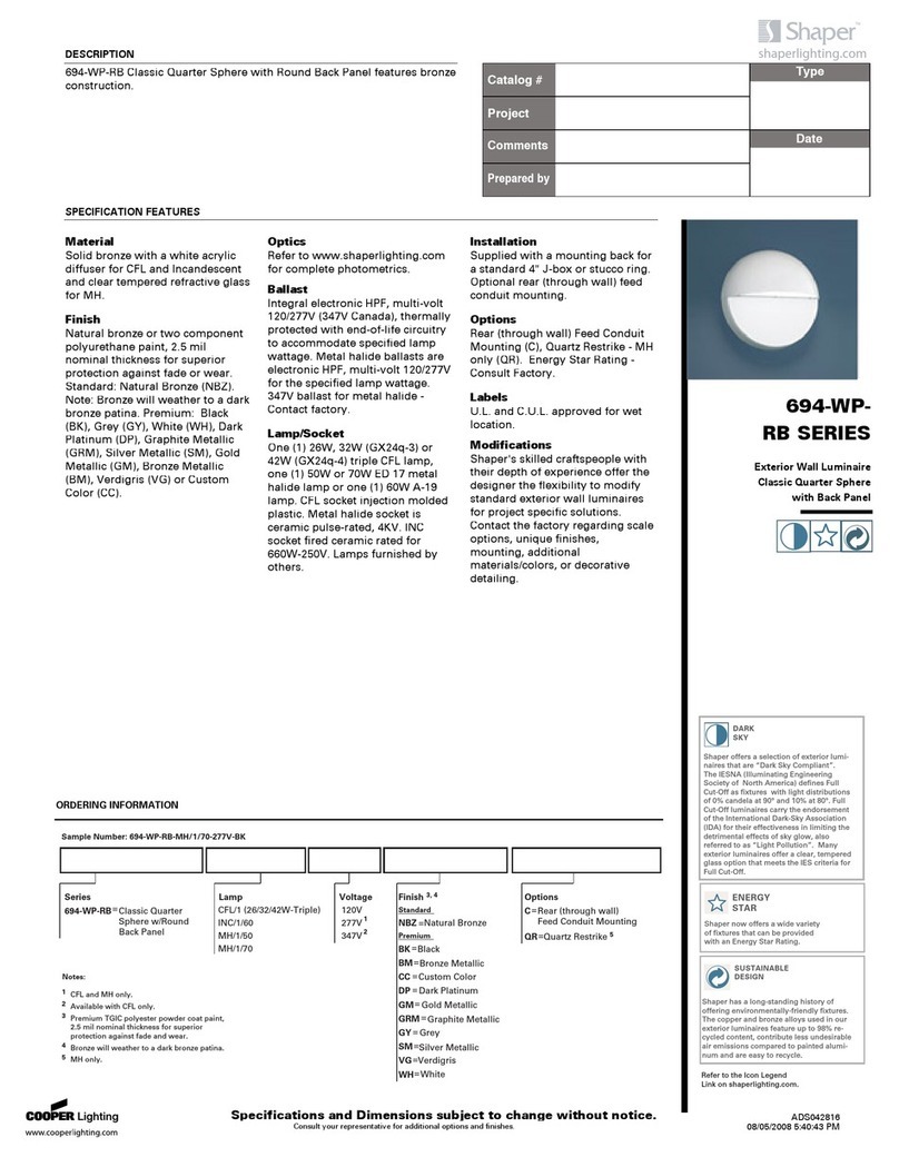 Cooper Lighting Exterior Wall Luminaire 694-WP-RB User manual