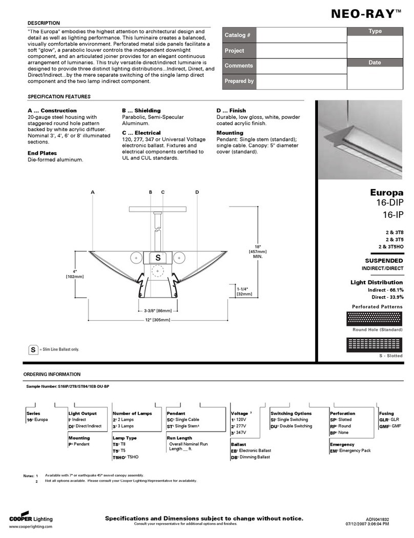 Cooper Lighting NEO-RAY Europa 16-DIP User manual