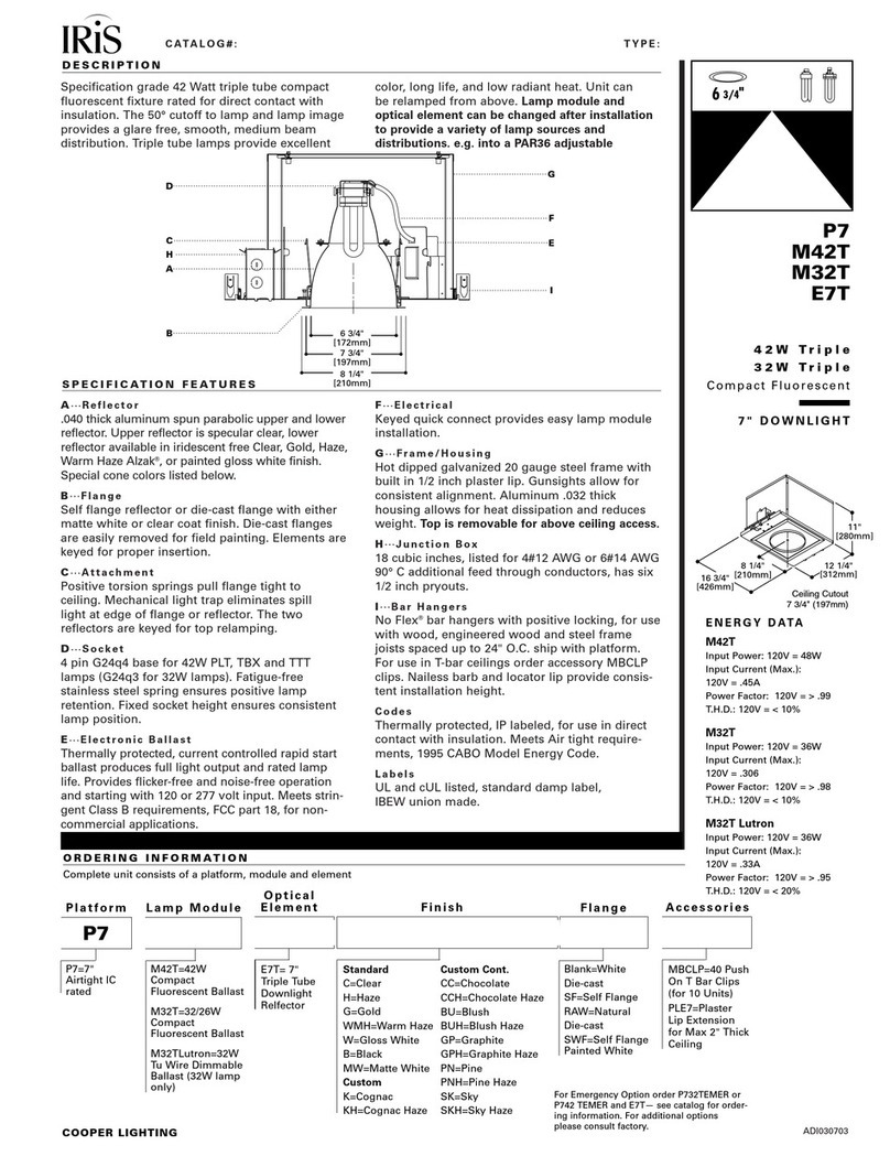 Cooper Lighting IRiS E7T User manual Cooper Lighting IRiS E7T User manual