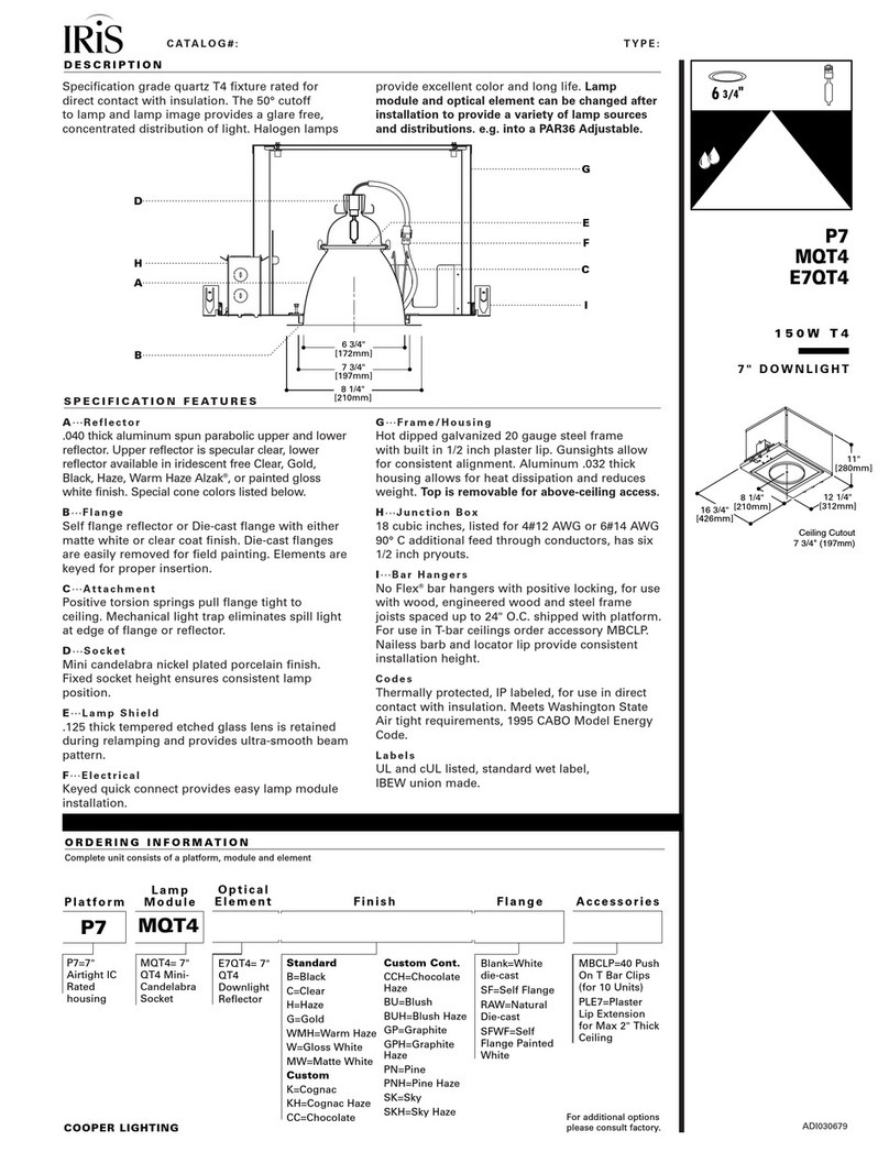 Cooper Lighting IRiS E7QT4 User manual Cooper Lighting IRiS E7QT4 User manual