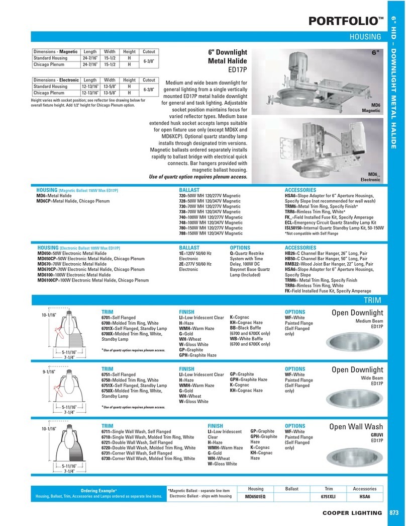 Cooper Lighting Downlight Metal Halide ED17P User manual