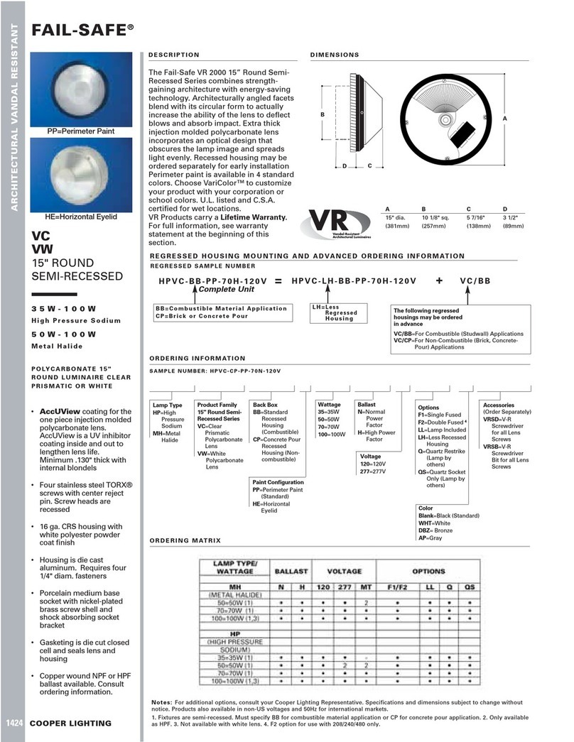 Cooper Lighting FAIL-SAFE VC User manual Cooper Lighting FAIL-SAFE VC User manual