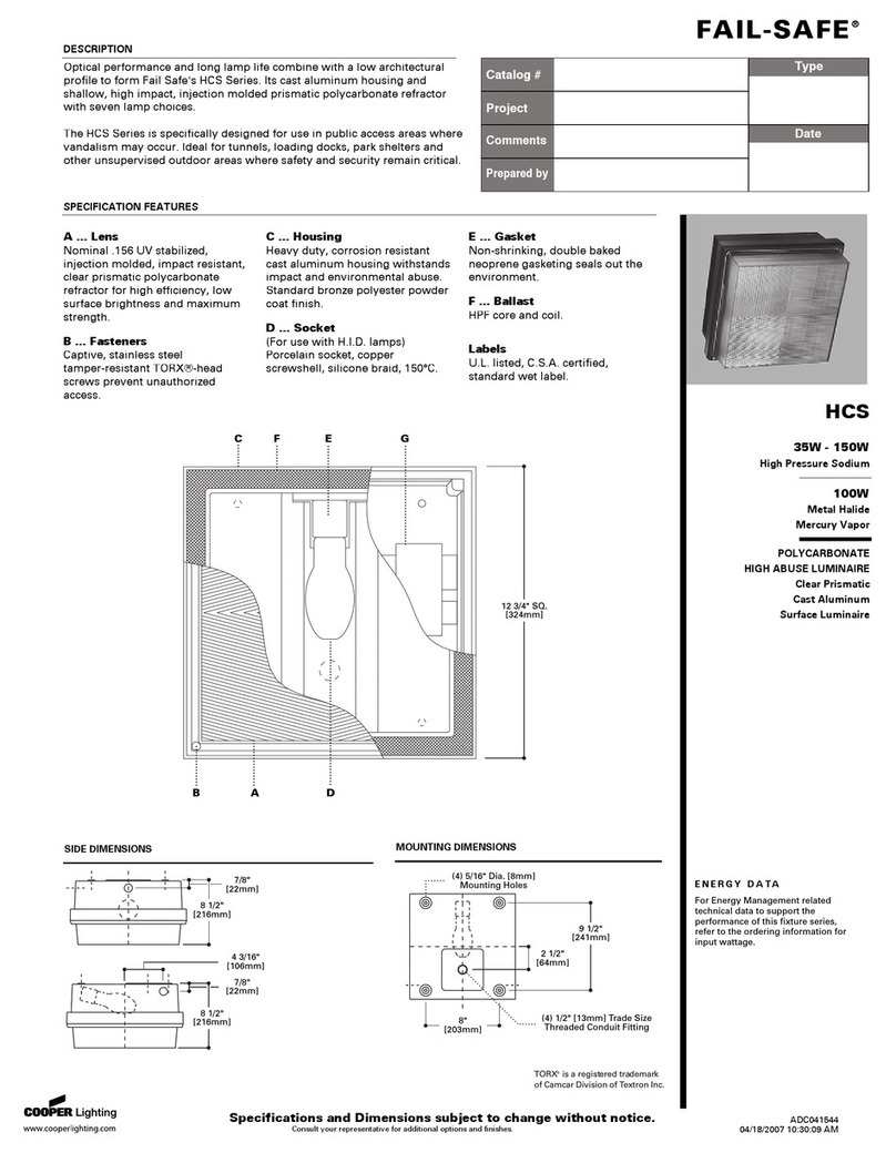Cooper Lighting FAIL-SAFE HCS Specification sheet Cooper Lighting FAIL-SAFE HCS Specification sheet