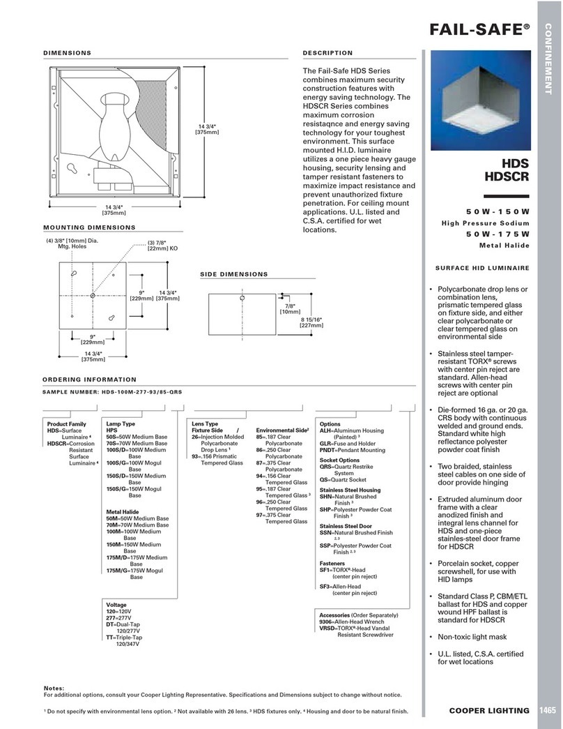 Cooper Lighting FAIL-SAFE HDS User manual