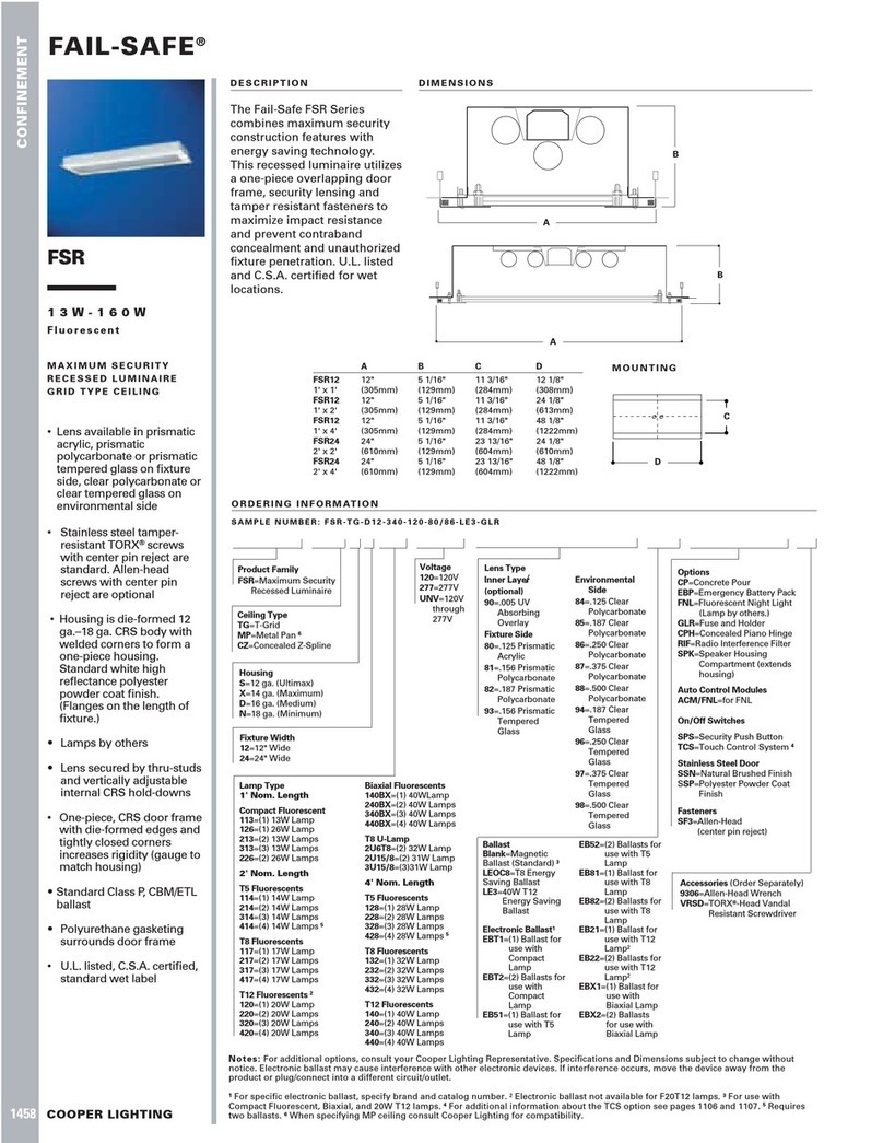 Cooper Lighting FAIL-SAFE FSR User manual Cooper Lighting FAIL-SAFE FSR User manual