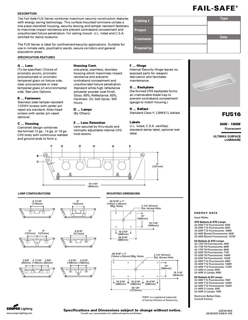 Cooper Lighting Fail-Safe FUS16 User manual