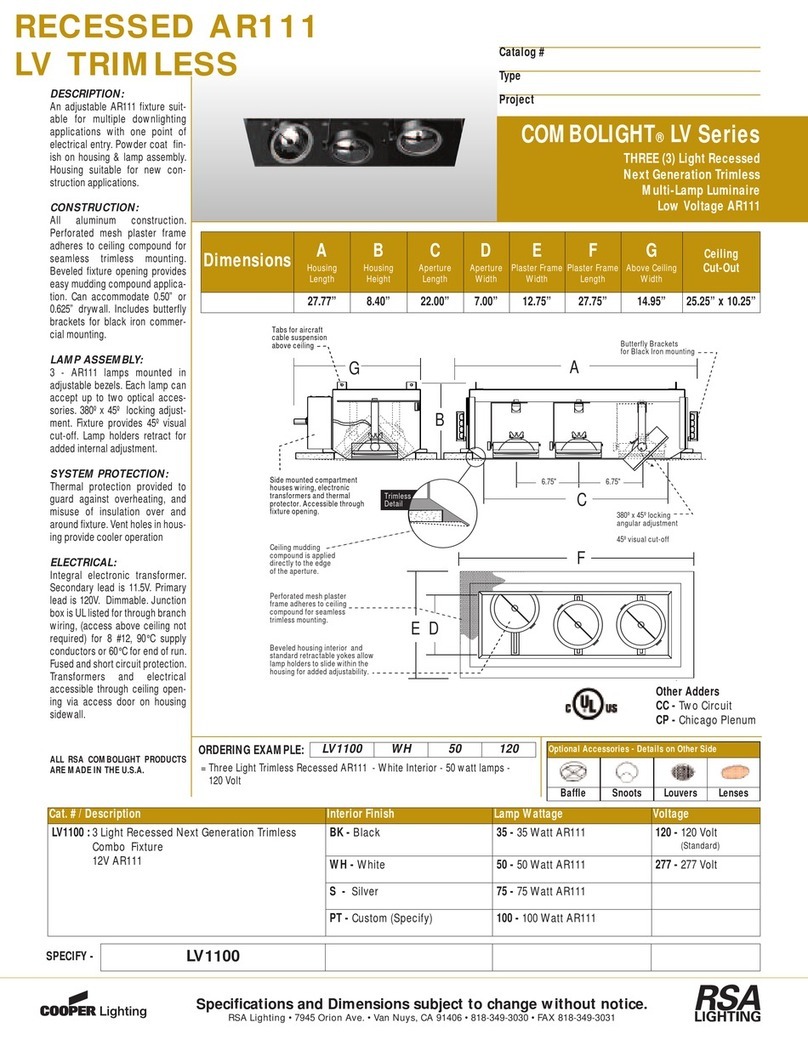 RSA Lighting Combolight LV1100 User manual RSA Lighting Combolight LV1100 User manual