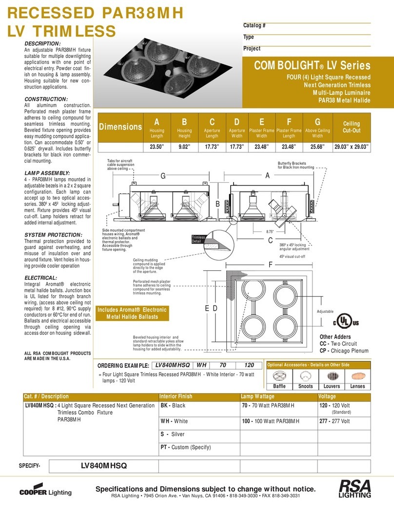 RSA Lighting Combolight LV Series LV840MHSQ User manual RSA Lighting Combolight LV Series LV840MHSQ User manual