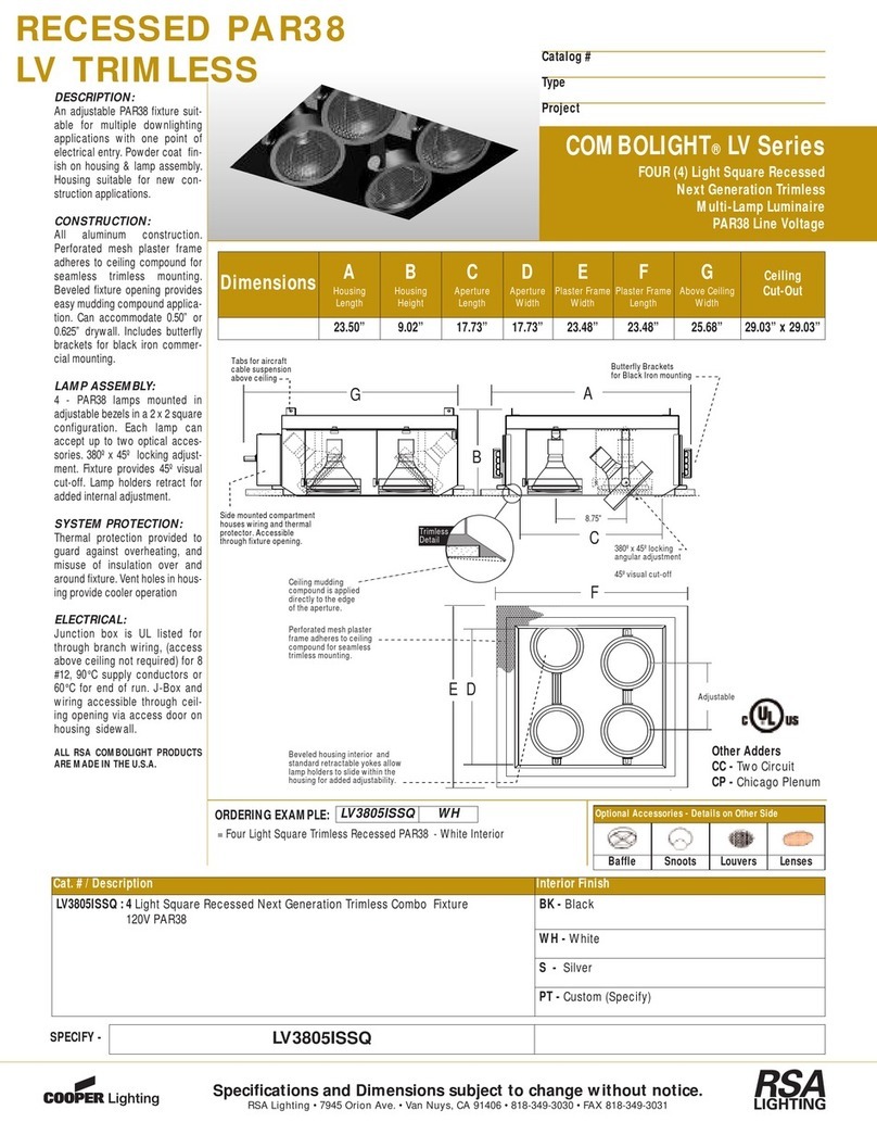 RSA Lighting Combolight LV Series LV3805ISSQ User manual