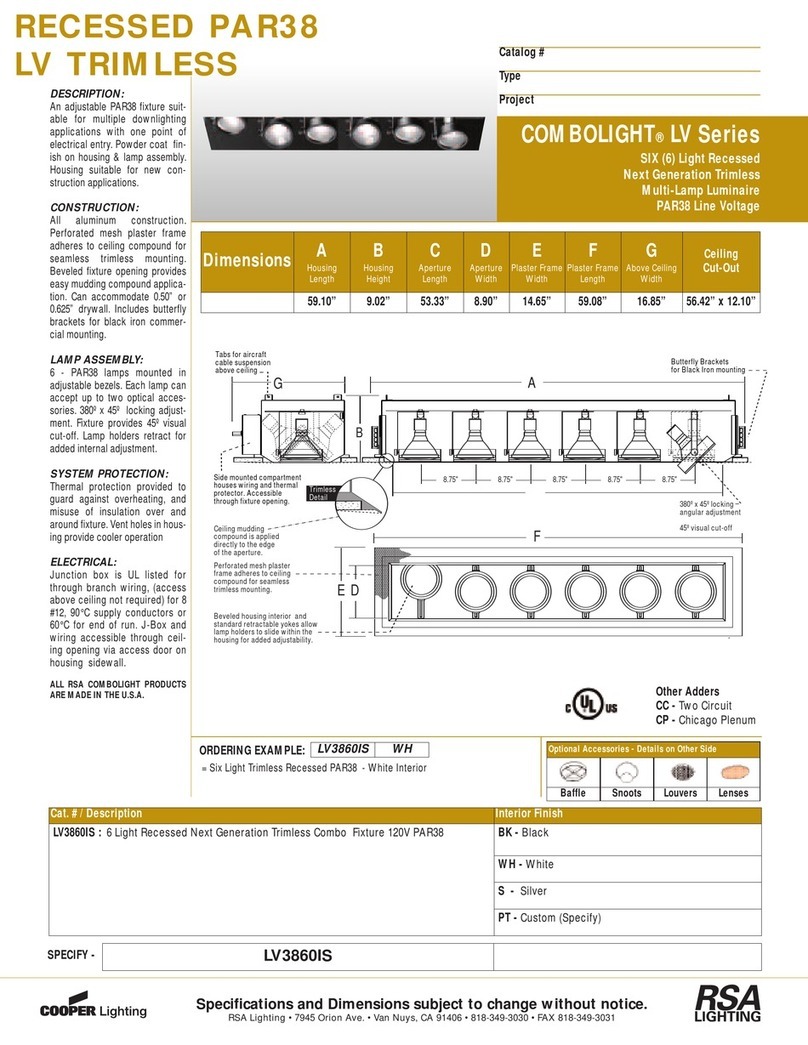 RSA Lighting Combolight LV Series LV3860IS WH User manual