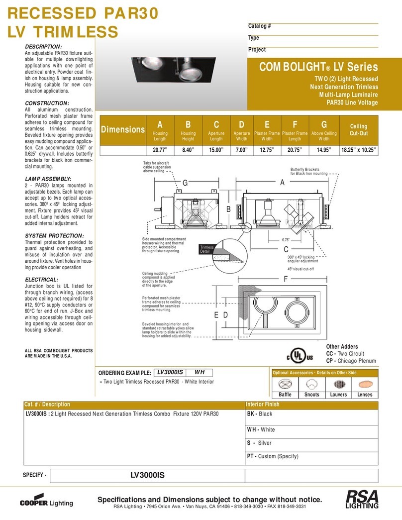 RSA Lighting Combolight LV Series LV3000IS Specifications
