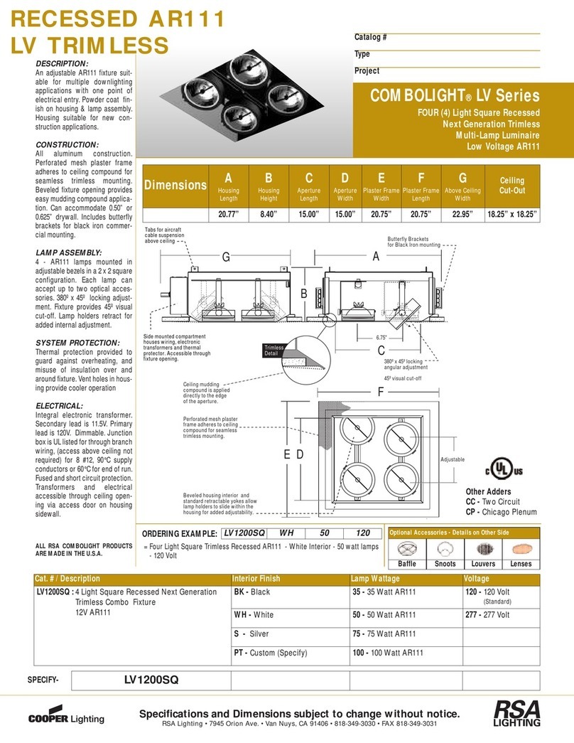 RSA Lighting Combolight LV Series LV1200SQ User manual