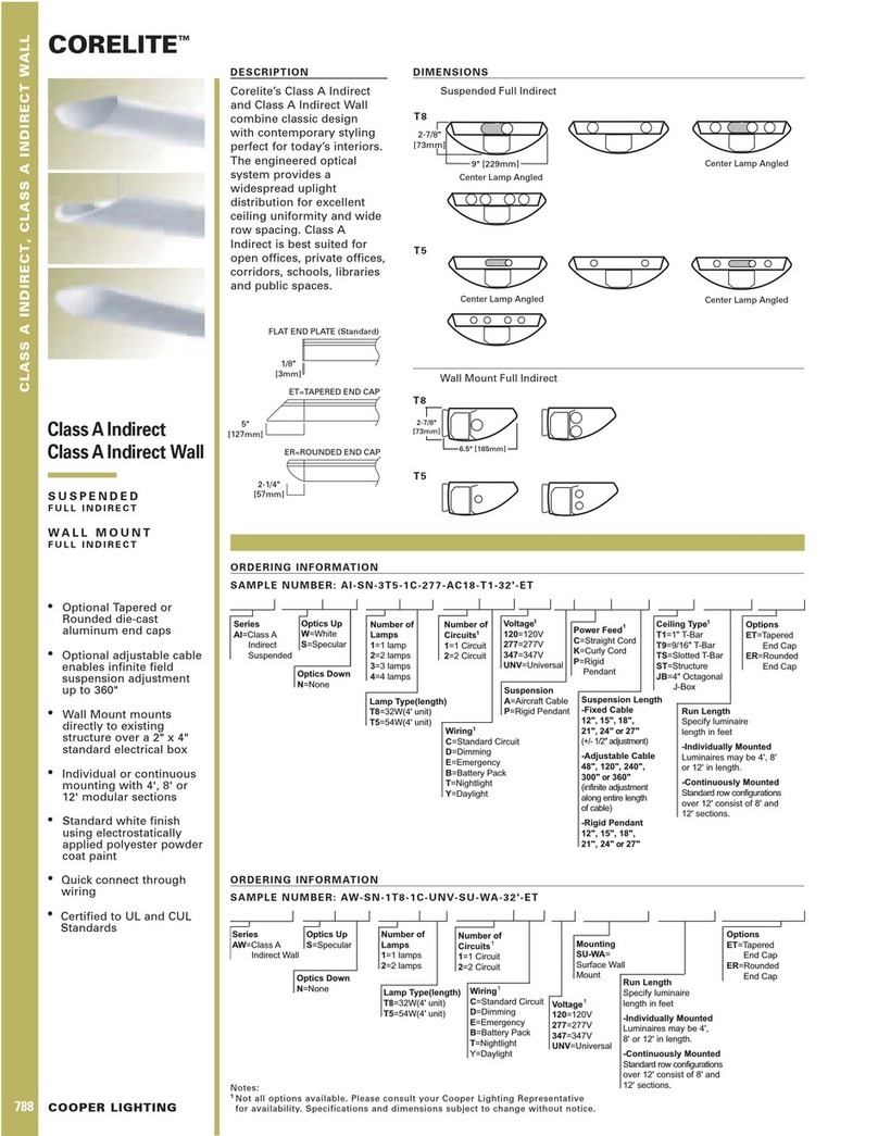Cooper Lighting CORELITE Indirect Wall Lighting Specifications Cooper Lighting CORELITE Indirect Wall Lighting Specifications