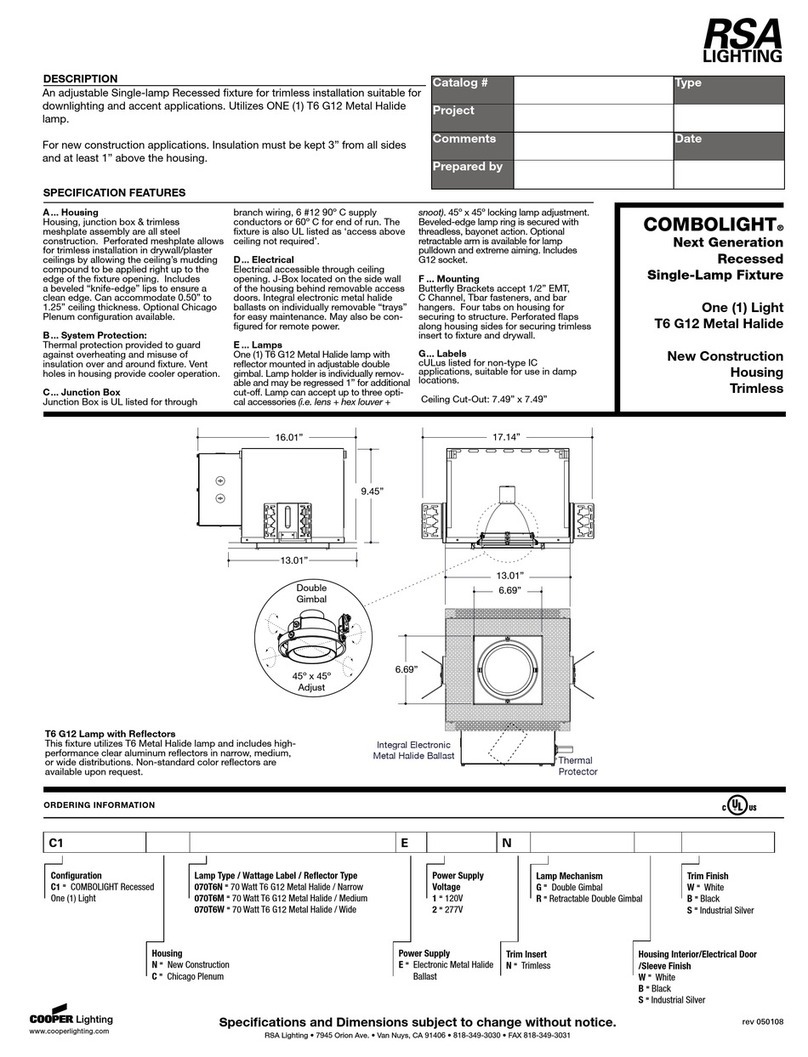RSA Lighting COMBOLIGHT T6 G12 User manual