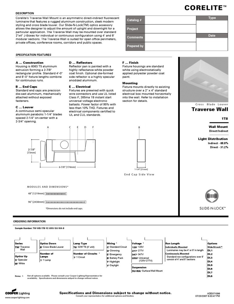 Cooper Lighting Corelite 1T8 User manual