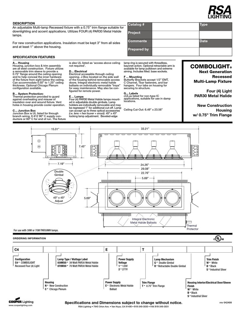 RSA Lighting COMBOLIGHT Recessed Multi-Lamp Fixture Specifications