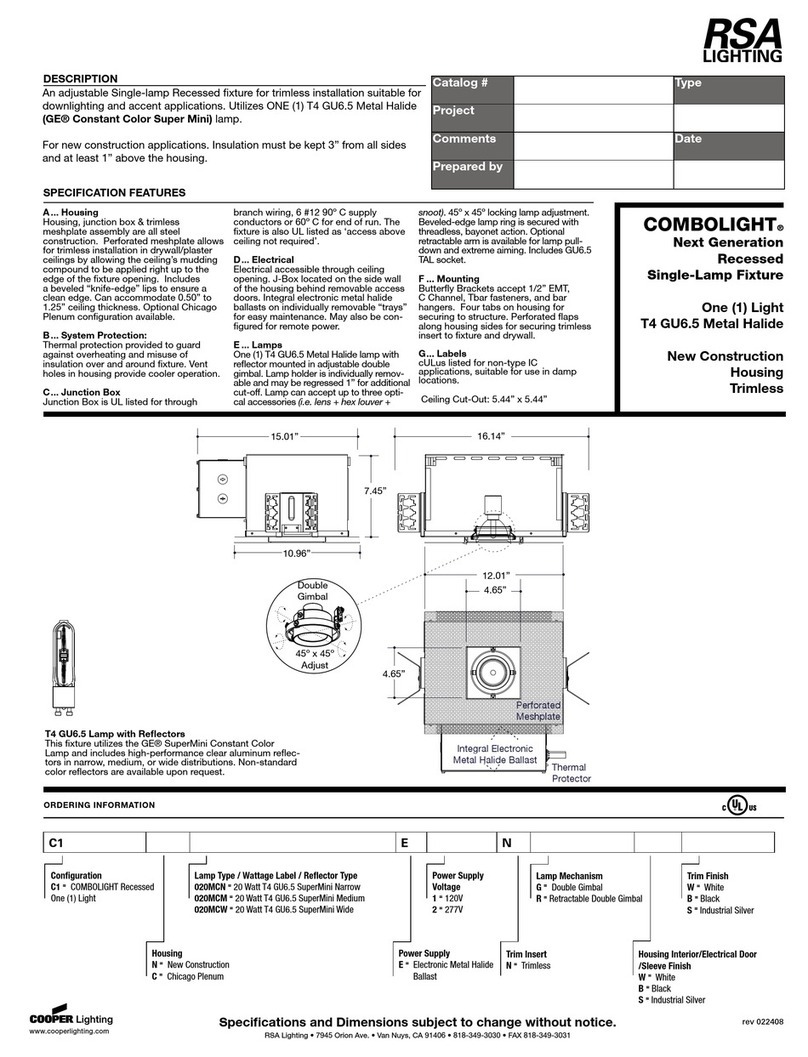 RSA Lighting COMBOLIGHT T4 GU6.5 User manual