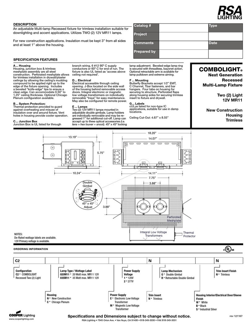 RSA Lighting Combolight MR11 User manual RSA Lighting Combolight MR11 User manual