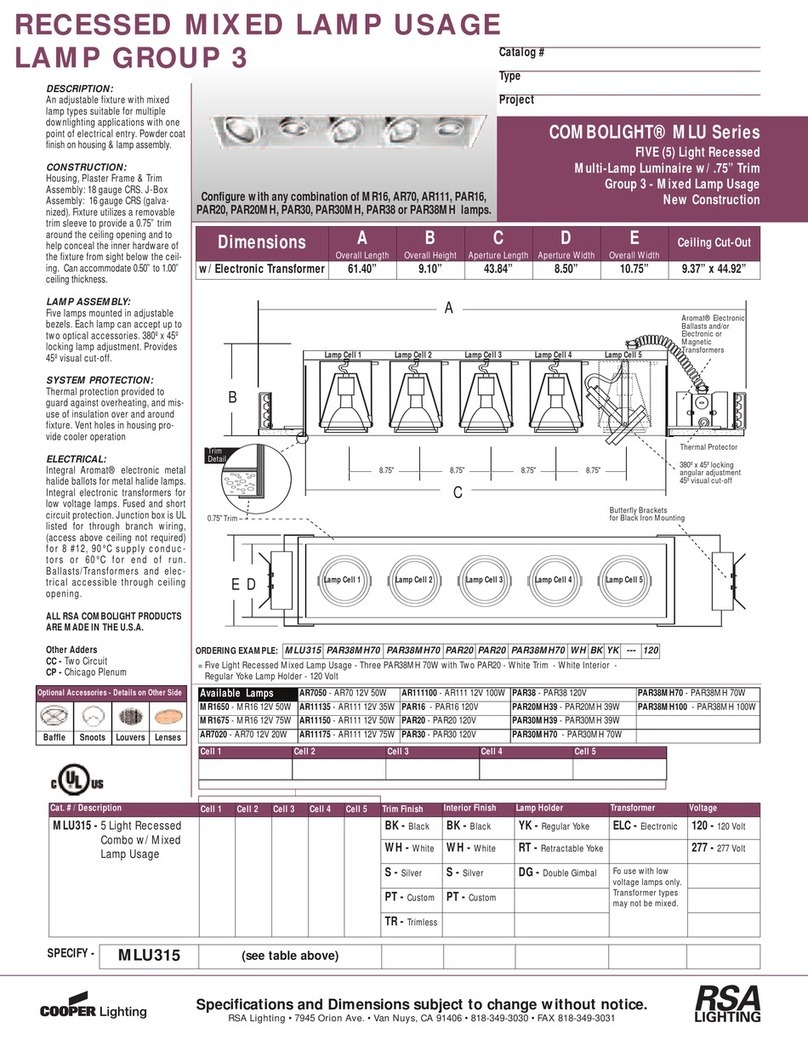 Cooper Lighting COMBOLIGHT MLU315 User manual