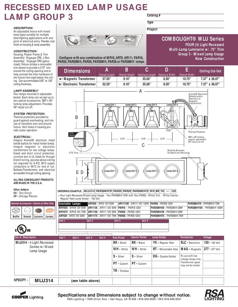 Cooper Lighting COMBOLIGHT MLU Series MLU314 Specifications Cooper Lighting COMBOLIGHT MLU Series MLU314 Specifications