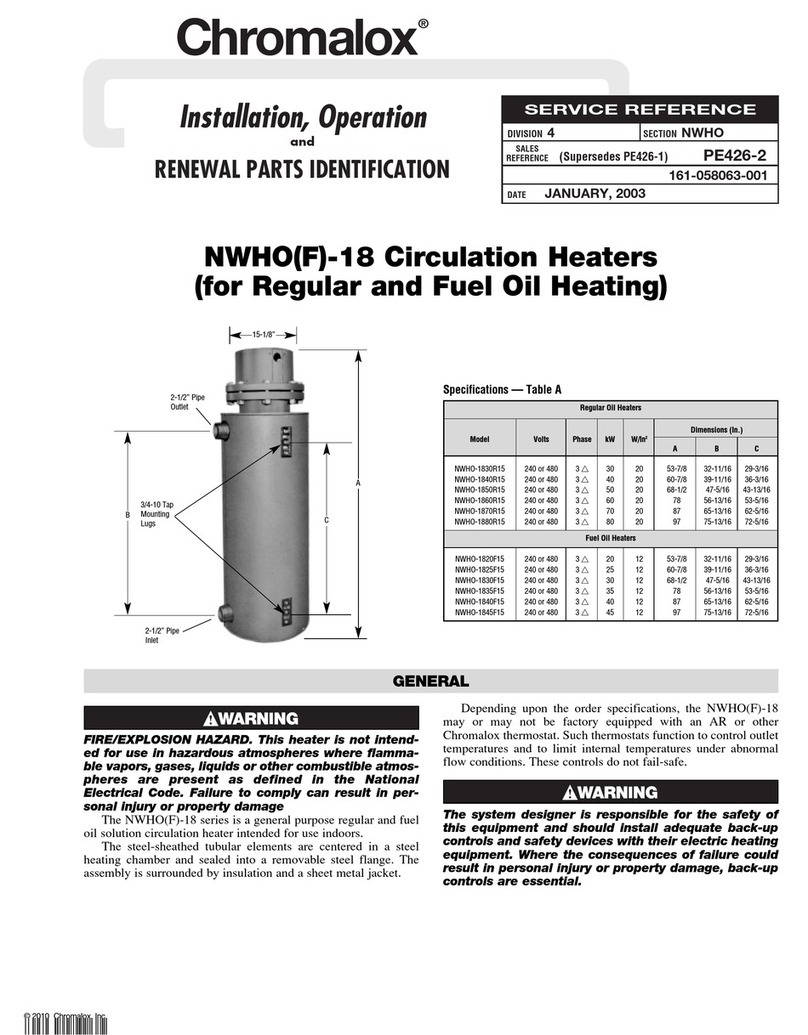 Chromalox PE426-2 Installation, operation and renewal parts identification