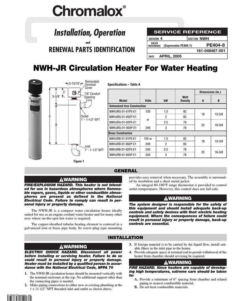 Chromalox PE404-8 nstallation, Operation and RENEWAL PARTS IDENTIFICATION