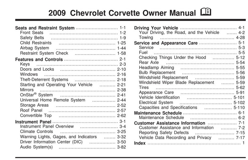 Chevrolet 2009 Corvette owner's manual