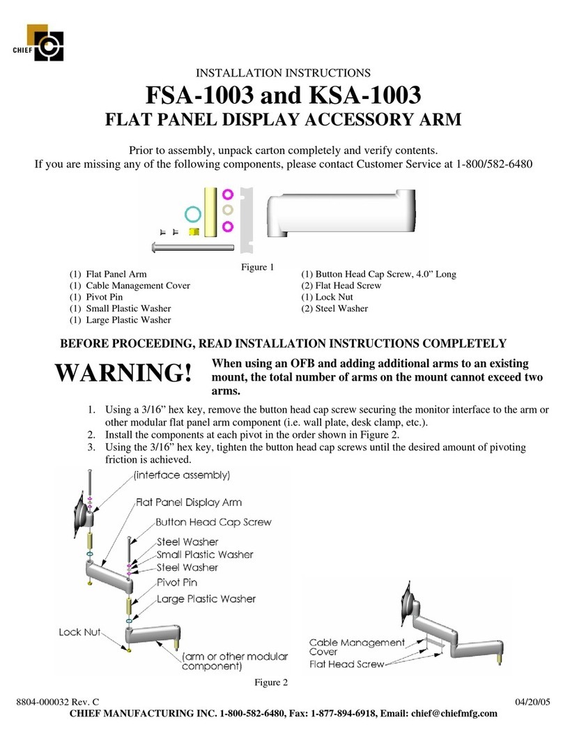 CHIEF Flat Panel Display Accessory Arm FSA-1003 installation instructions