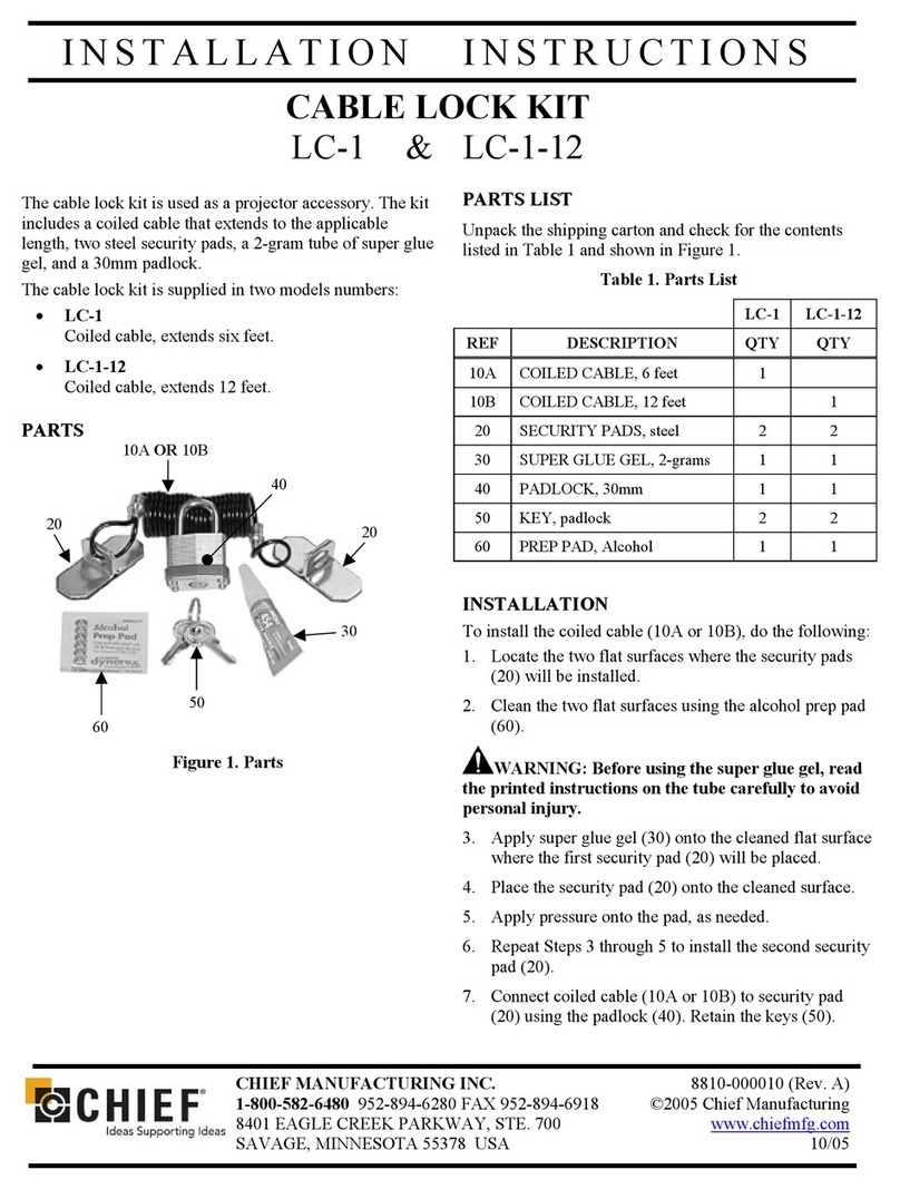 CHIEF Cable Lock Kit LC-1 User manual