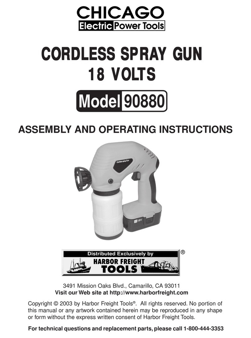 Chicago Electric CORDLESS SPRAY GUN 90880 Assembly and operating instructions