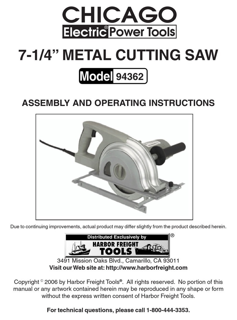 Chicago Electric POWER TOOL 94362 Assembly and operating instructions Chicago Electric POWER TOOL 94362 Assembly and operating instructions