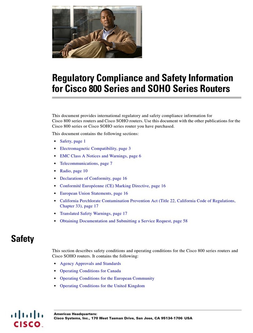Cisco SOHO Series Regulatory compliance and safety information Cisco SOHO Series Regulatory compliance and safety information