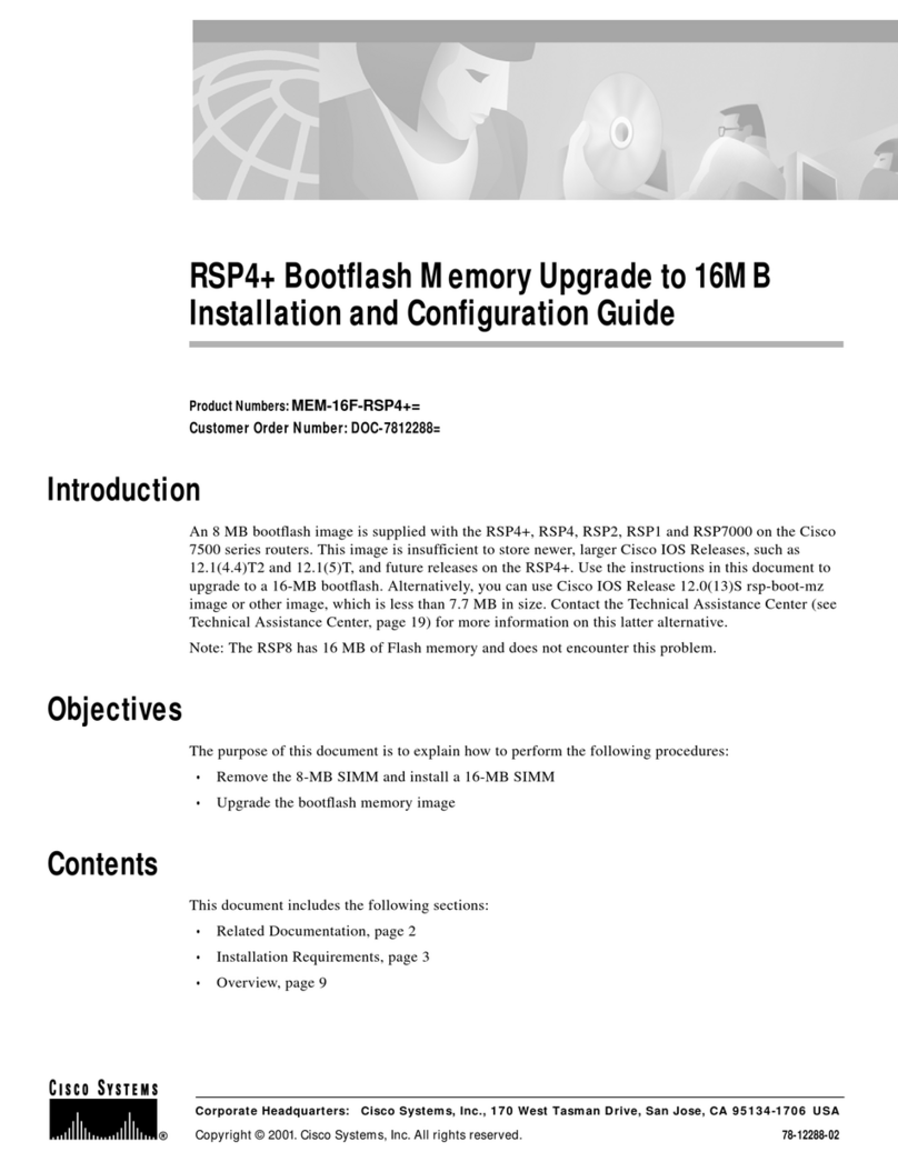 Cisco RSP4+ Bootflash Memory Upgrade to 16MB... Operator's manual Cisco RSP4+ Bootflash Memory Upgrade to 16MB... Operator's manual