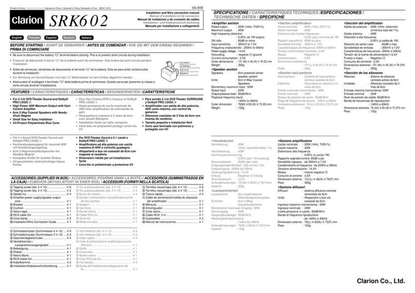 Clarion SRK602 Instruction manual