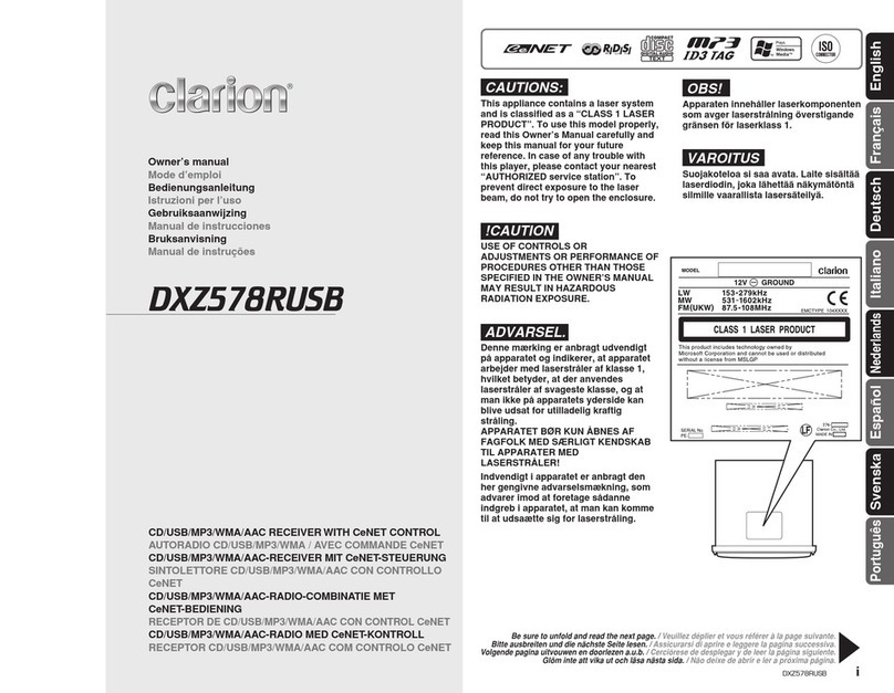 Clarion DXZ578RUSB User manual