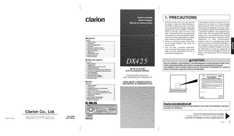 Clarion DX425 User manual