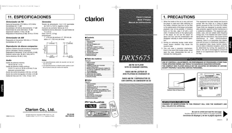Clarion DRX5675 User manual