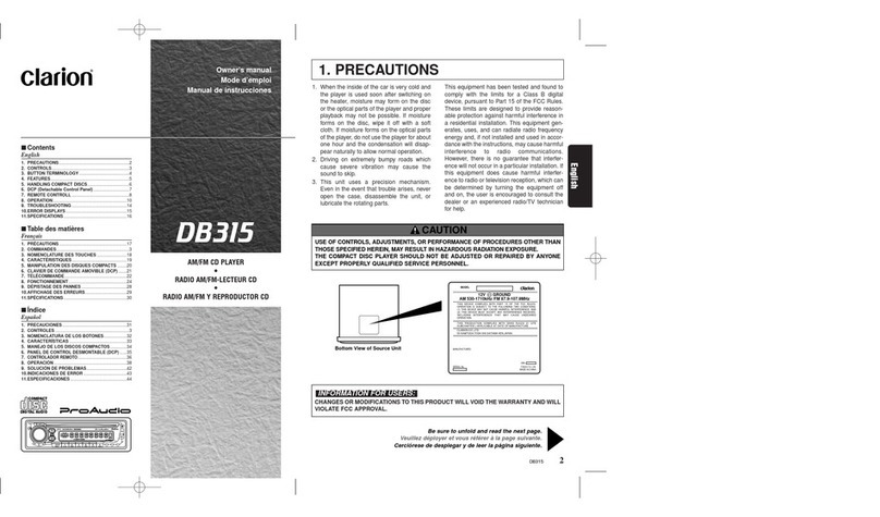 Clarion DB315 User manual
