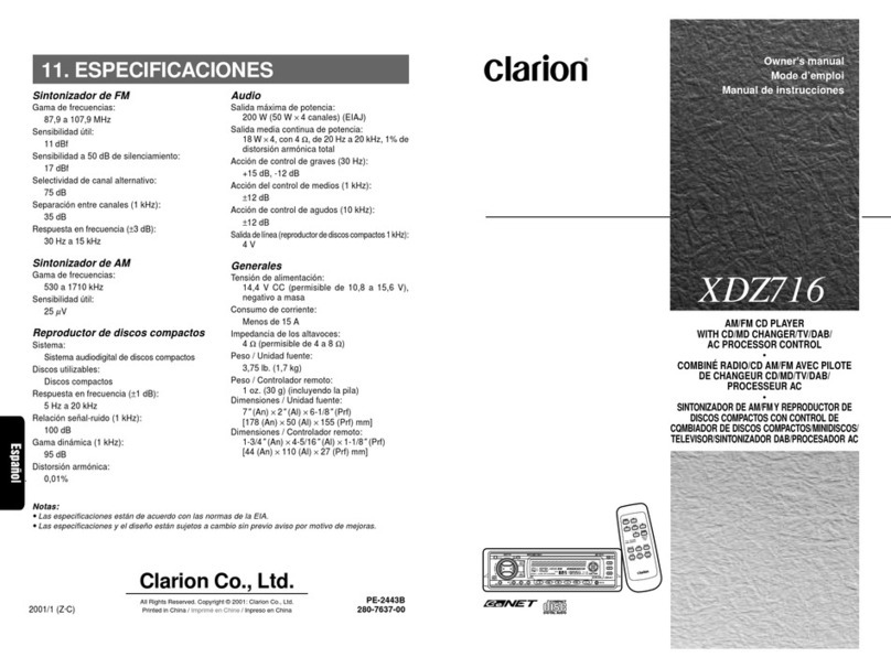 Clarion XDZ716 User manual