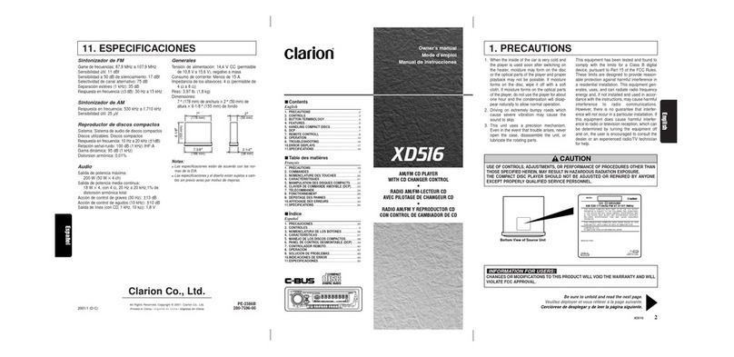 Clarion XD516 User manual