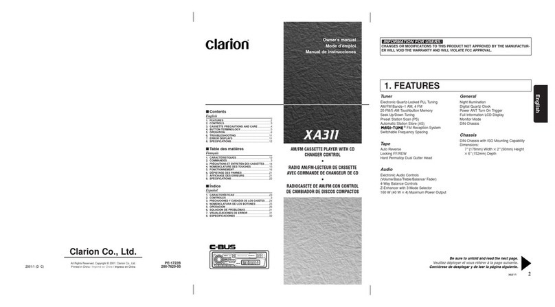Clarion XA311 User manual