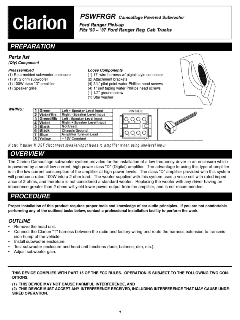 Clarion PSWFRGR User manual