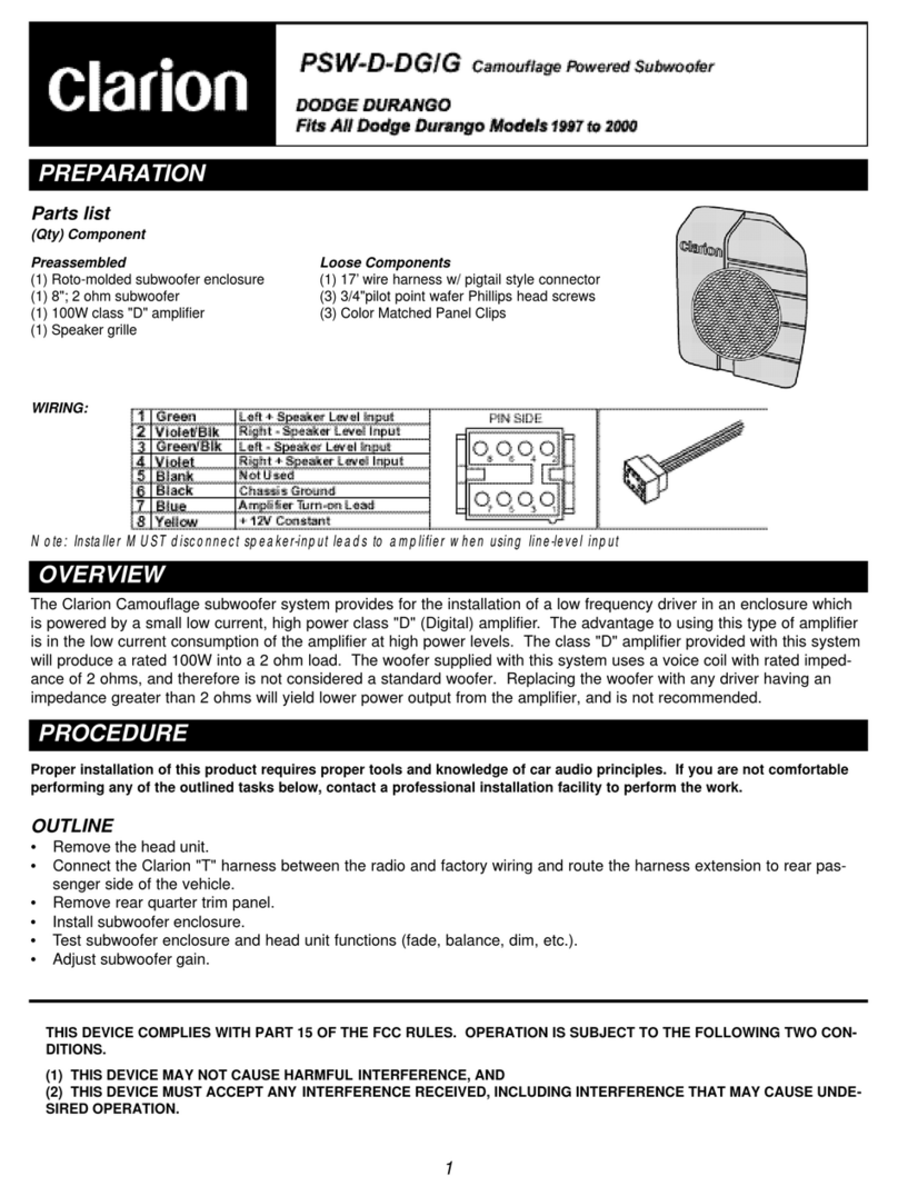Clarion PSW-D-DGIG User manual