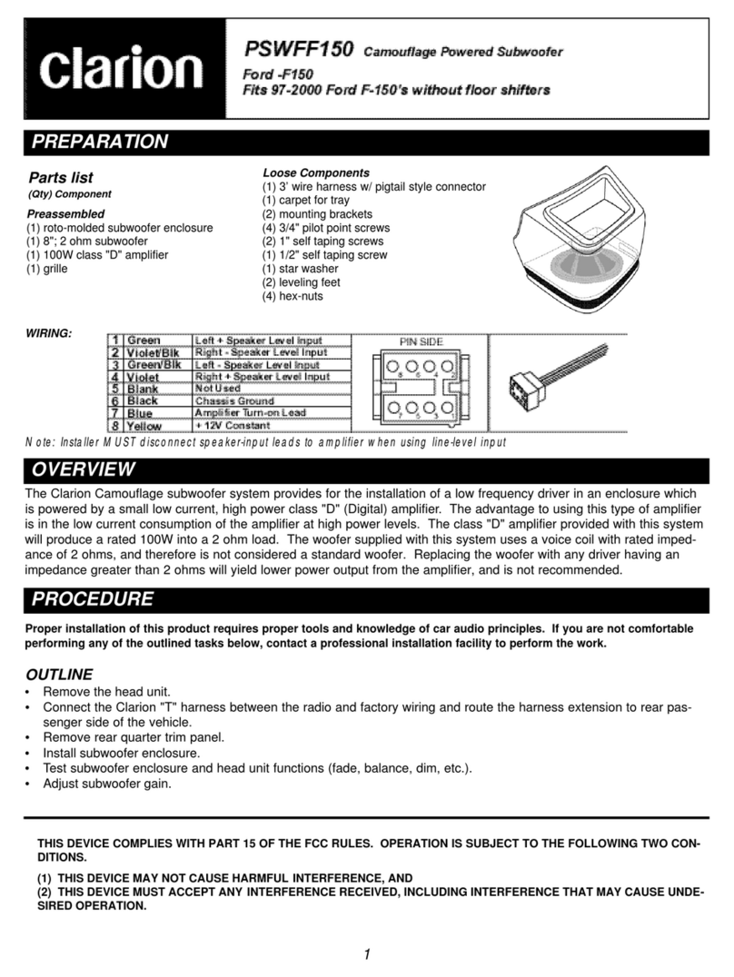 Clarion PSWFF150 User manual