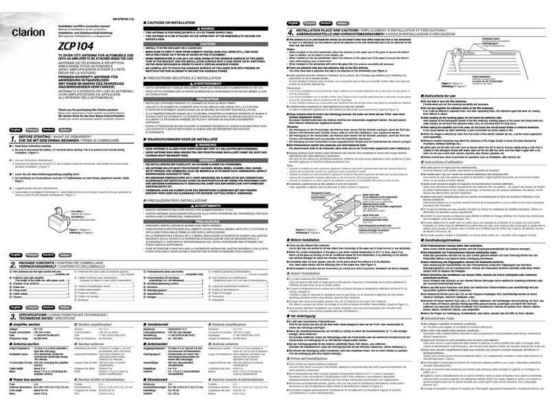 Clarion ZCP104 Installation and wire connection manual Clarion ZCP104 Installation and wire connection manual