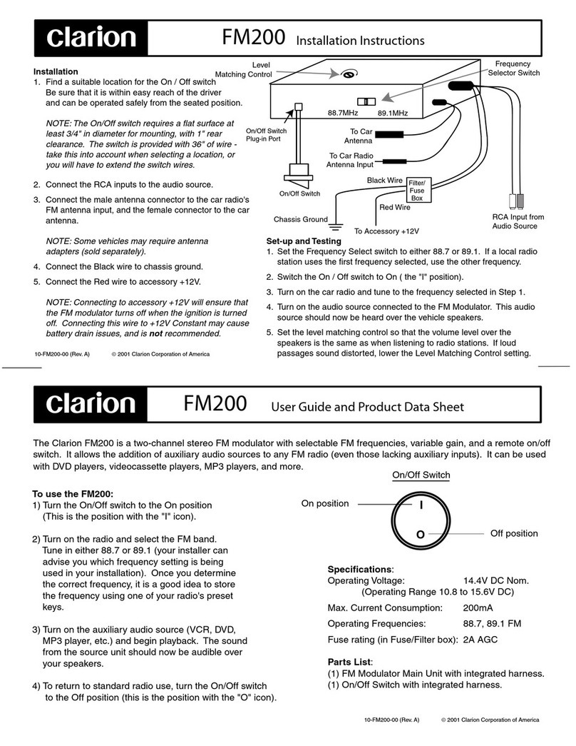 Clarion FM200 installation instructions Clarion FM200 installation instructions