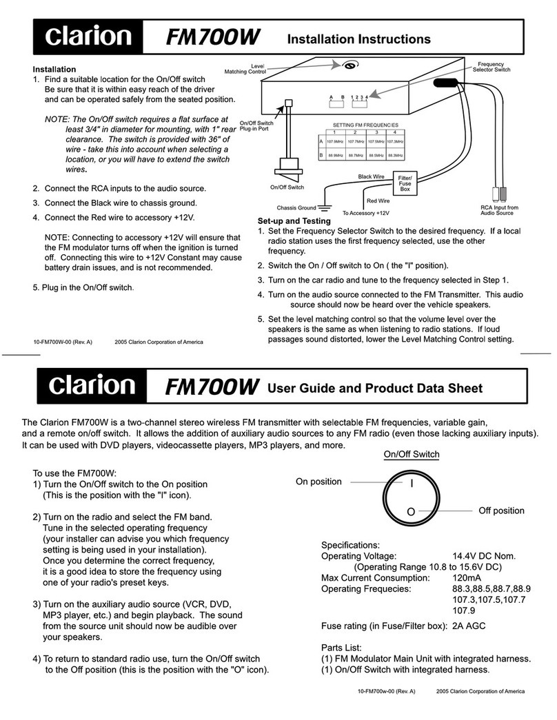 Clarion FM700W installation instructions