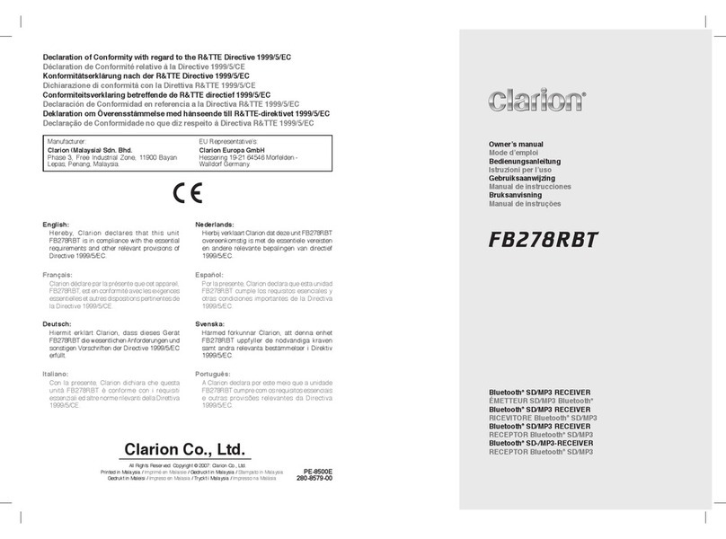 Clarion FB278RBT owner's manual